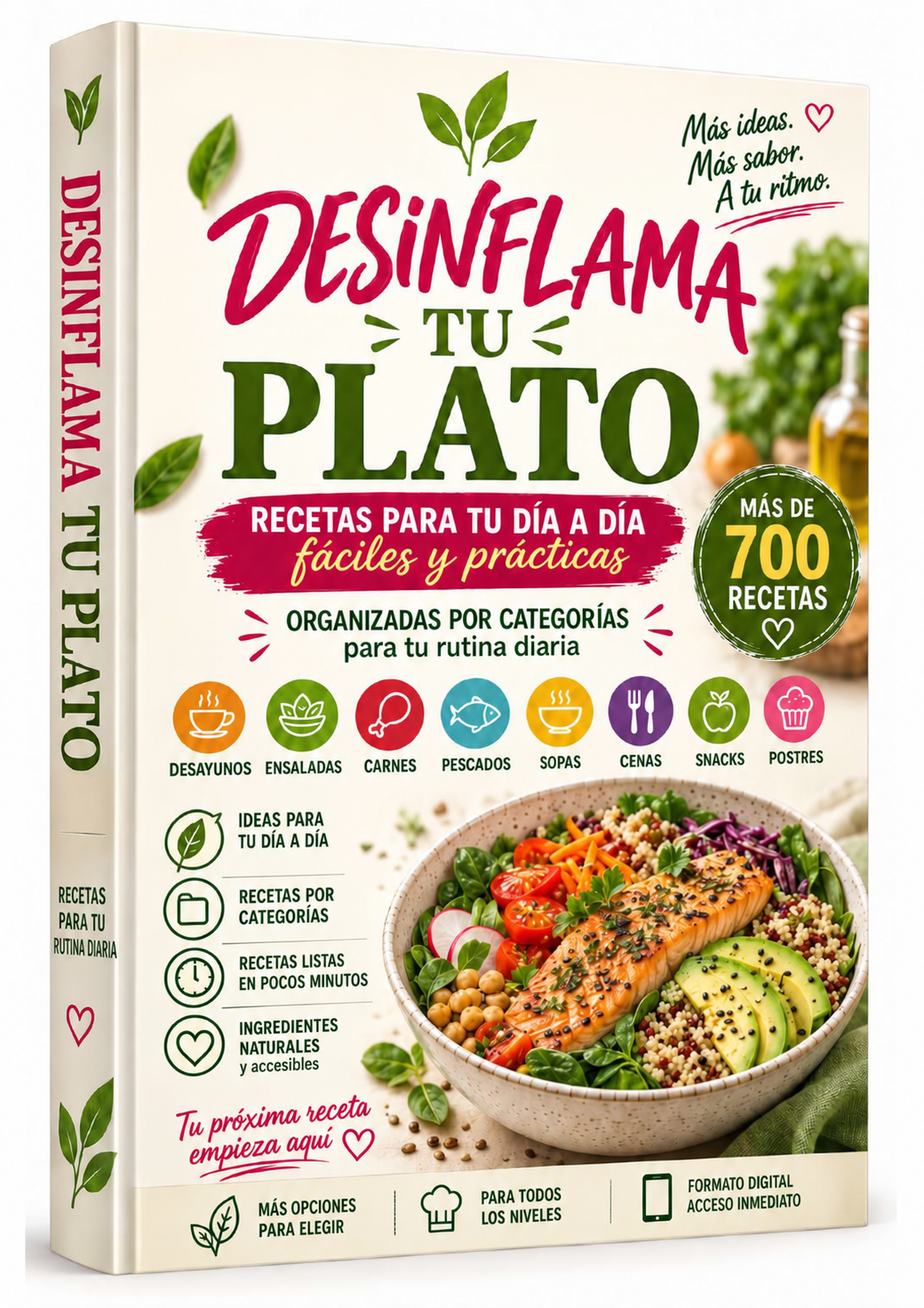 Portada del recetario digital Desinflama tu Plato